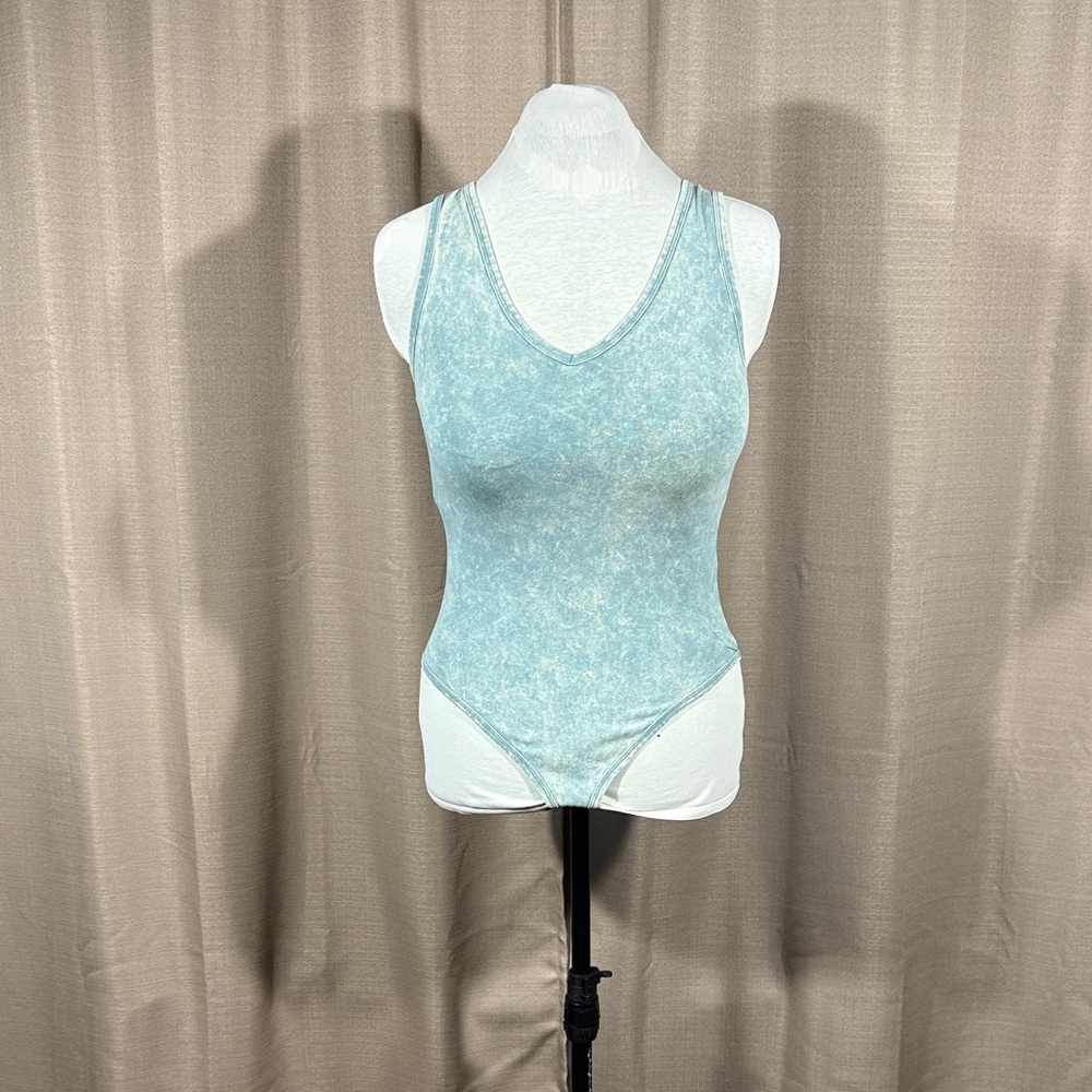 Zenana | Mineral Wash Teal Bodysuit | L
